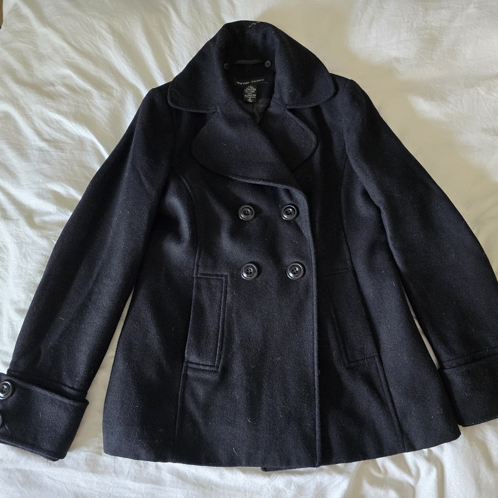 New York & Company Wool blend Doble Breasted Pea Coat - Black Size 4